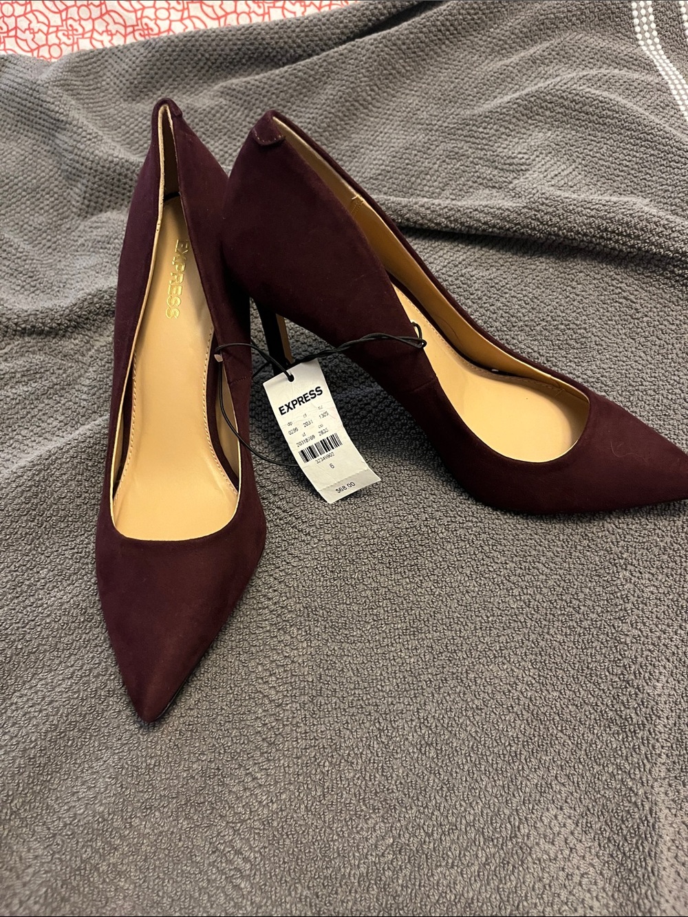 Express Women's Wine Pointed-Toe Suede Pumps